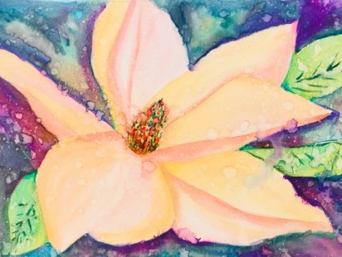 Magnolia Original Watercolor Painting //ArtsByCrazyDaisy