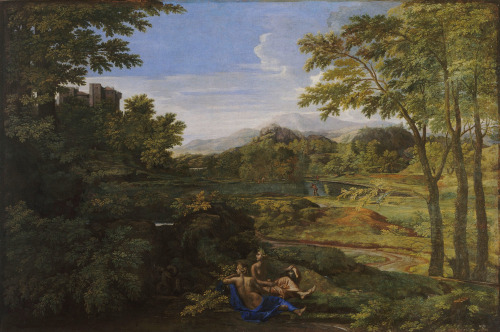 darkrook:Landscape with Two Nymphs and a Snake, 1659, Oil on canvas, Nicolas Poussin
