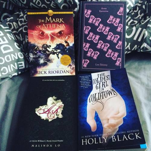 book haul #toread #heroesofolympus #annakarenina #ash #thecoldestgirlincoldtown (at Laval Vimont)