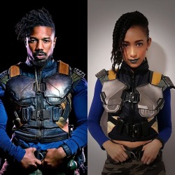 leiracosplays:  “Oh, I ain’t requesting nothing. Ask who I am.” - Erik Killmonger Erik Killmonger cosplay :) I was able to pull this look together without spending too much money. I got the vest from Aliexpress, the chest piece is separate and is