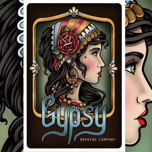 This is a logo design I created for Gypsy Brewing Company. Copyright Gypsy Brewing Company. #gypsy #gypsyhead #beer #brew #brewing #label #samphillips #samphillipsillustration #logo #beerlogo