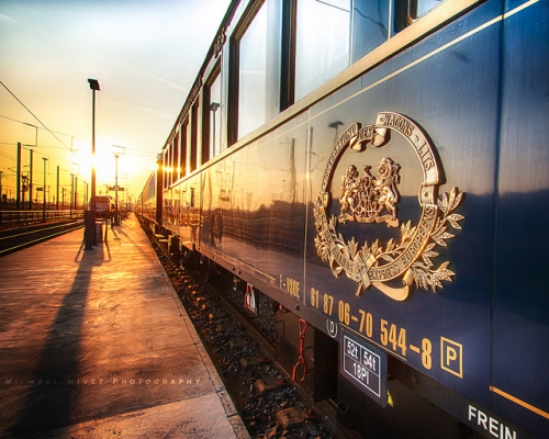 rainy-june:  Orient Express Sunset… by Michael.Hivet on Flickr. Via Flickr: Photo volée lors d’une visite surprise de l’Orient Express dans un atelier SNCF 