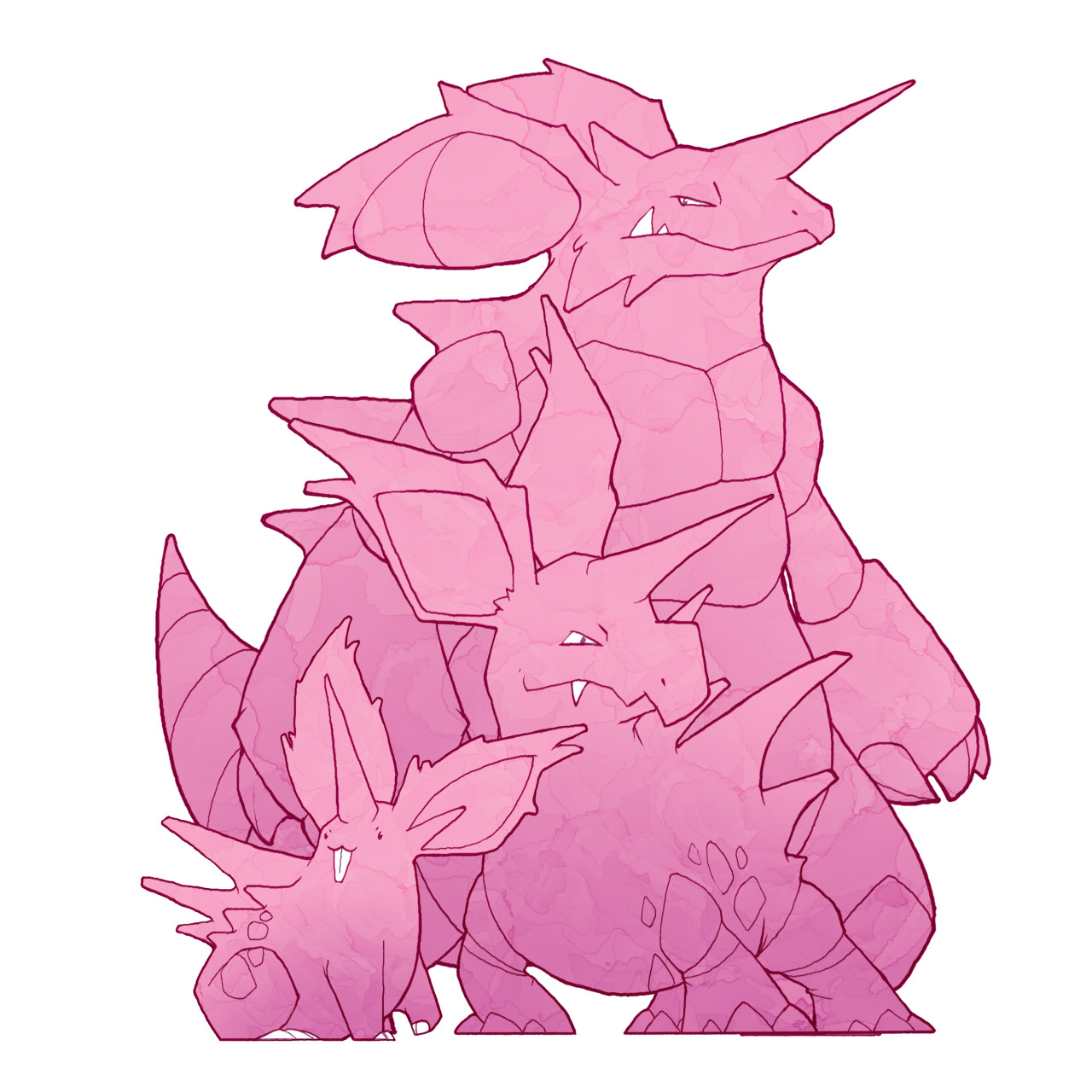zestydoesthings:  The Nido families! My evolutionary set (counting them as one set). 