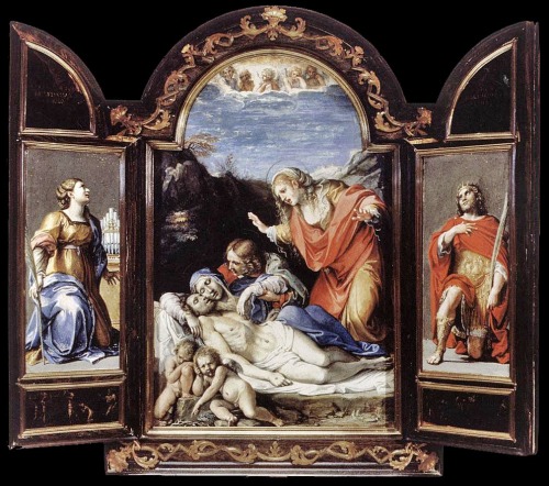 Annibale Carracci (Bologna 1560 - Roma 1609), Trittico della Deposizione (Deposition’s Triptych), 1604-05, oil on copper and panel; Galleria nazionale d'arte antica, Roma