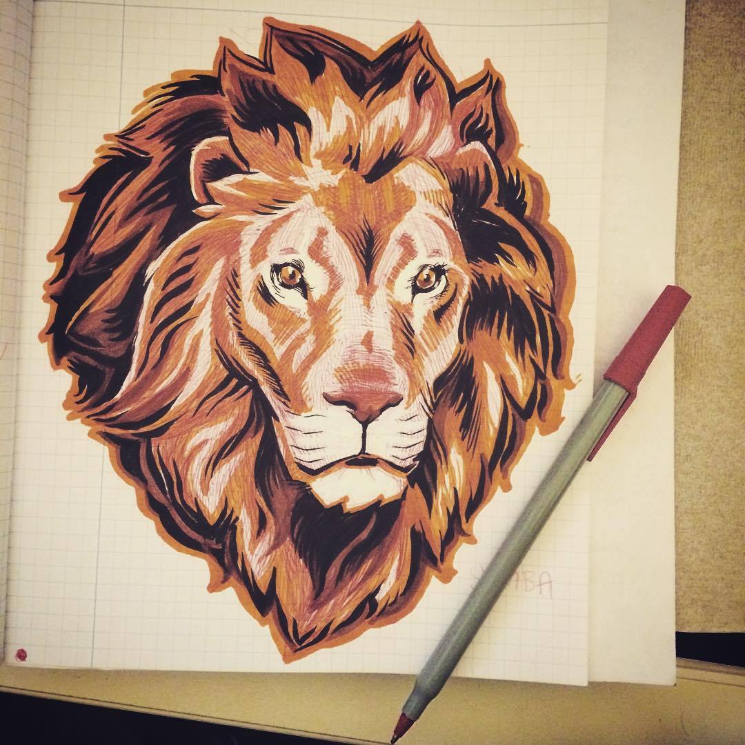 Lion Drawing by Alena Shepeleva | Saatchi Art