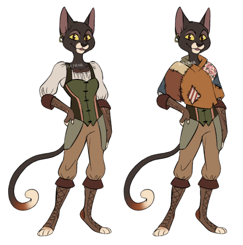 Outfit reference for my tabaxi bard, Jacy!
