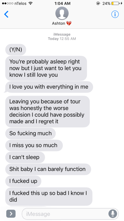 AU: (requested! Not a sext but cute idea) You and Ashton break up because you never see each other b