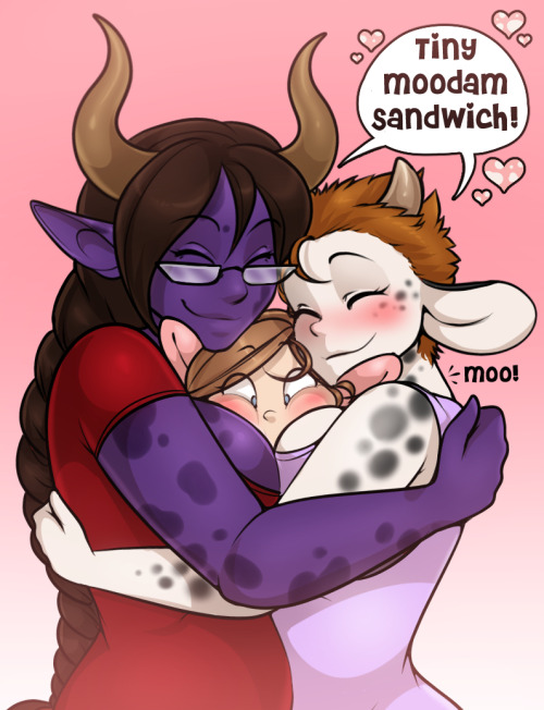 lillymoo-moosings:  HUG THE SMOL MOO LUV <3 <3 <3 Coloured by me, lines by Packmate! @madamsquiggles 