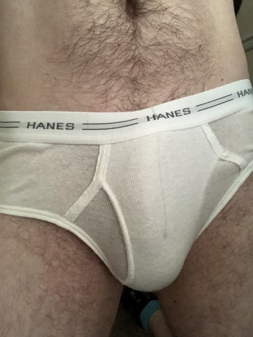 pierrelovesbriefs: When you leak over the waistband of your tighty whities