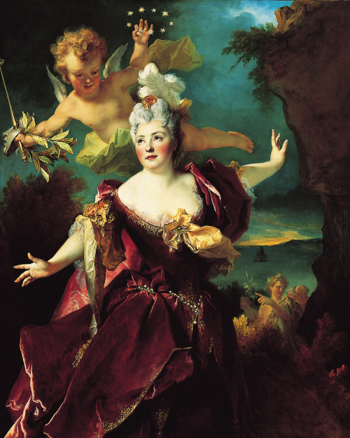 history-of-fashion:ab. 1712 Nicolas de Largillière - Portrait of Mademoiselle Duclos in the Role of 