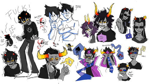 so im like 4513 pages into homestuckand i havent posted any art of itsohere are the troll boys!!!!! 