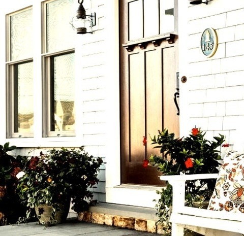 Beach Style Porch - PorchPicture Of A Small Stone Front Porch In A Beach Style With A Pergola