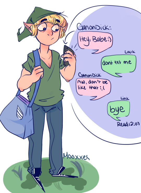 arianaofnyx:  kyloreeks:   link isn’t interested, ganonDORK edit: i fixed the phone;;   @littlestspider