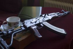 whiskey-gunpowder:  AK’s and coffee… just another day 