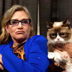 spirkachu:   Carrie Fisher and Grumpy Cat