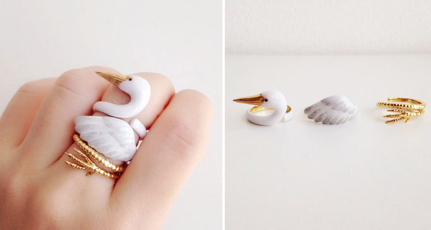 culturenlifestyle:  Adorable Three Piece Rings Transform Into Animals Once Worn Created