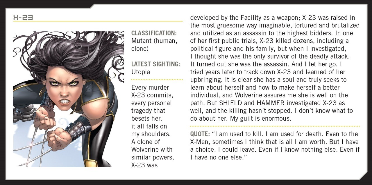 dallasgibson: newx-menfan:  oxymitch:   The New X-Men dossier files according to