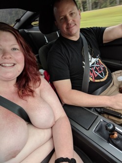 burnupbaby:  vert-roller:  Tits out Tuesday, @burnupbaby and I on a Thanksgiving road trip up to north west Florida.   Naked in the mustang just how he likes it 😝