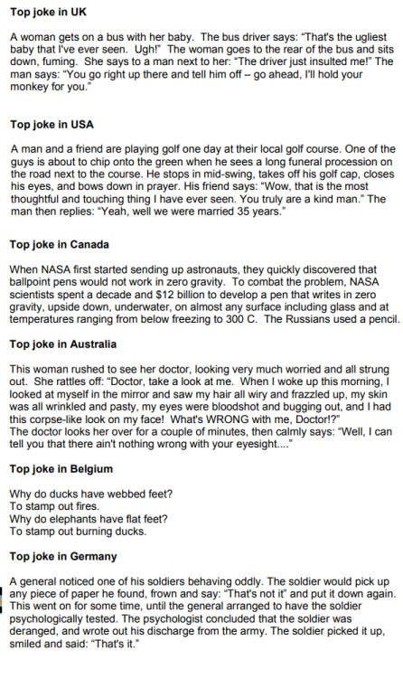 langernameohnebedeutung: So there was a study comparing the humour of different countries and these 