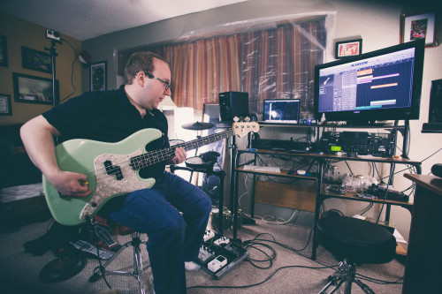 Joe tracking bass for our upcoming EP ‘Hardly Working’