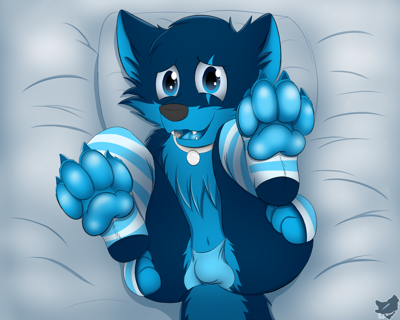 cloufynsfw:  I love my sockies wayyy too much 💙🐾   Hnnng &lt;3