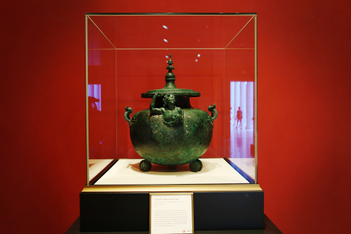 Originally created for diluting strong wine, this well-preserved and highly detailed cauldron ended 