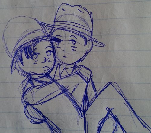 Today’s in-class doodles: Double acts impersonating wedding photos. (Ignore the fact that Geor