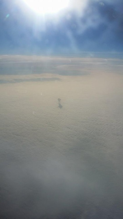 theidofdav: sixpenceee:  A figure in the clouds captured on a flight around Christmas, 2015.  Picture by reddit user narlsburg  Does William Shatner know about this? 