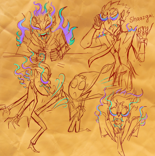 Early design sketches of Ahriman (Mr.A) aka Shaazgai&rsquo;s dark and chaotic Master and some more r