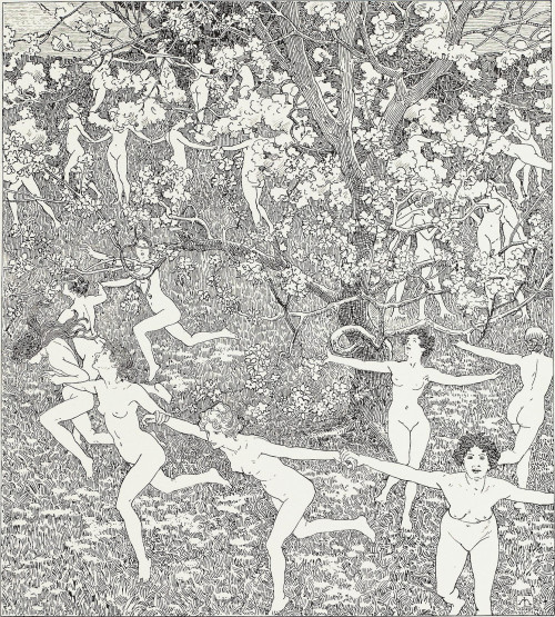 nobrashfestivity:Maximilian Lenz, Spring Yearning, 1898. Illustration for Ver Sacrum