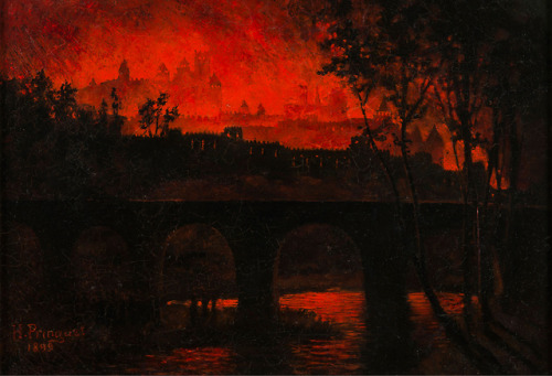catonhottinroof:Henri Pringuet (1870-1946)Carcassonne’s fireworks, 1899
