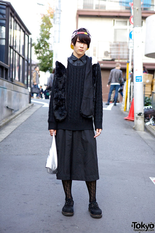 17-year-old One OK Rock fan Takumi on the street in Harajuku w/ a mostly resale look featuring a sil