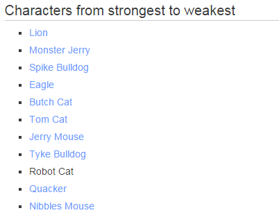 spyisaspy:  pyronoid-d:  THE WIKI ARTICLE FOR TOM & JERRY WAR OF THE WHISKERS HAS A TIER LIST ON ITTHE IRREFUTABLE TIER LIST  pick lion, he’s broken as hell