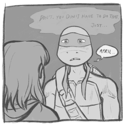 These Are All Scenes From Wallbanger2008s Fic Pink Elephants, Wherein Donnie Accidentally Gives April