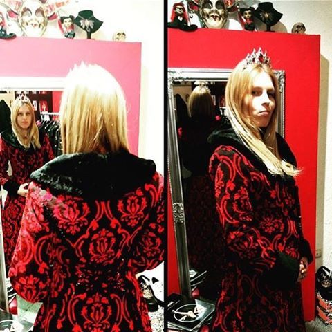 Queen with the crown and royal coat! Red Evil Princess Coat will turn you into royalty in no time, @