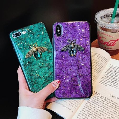 Marble 3D Bee Glitter Phone Case //ArtsifyCases