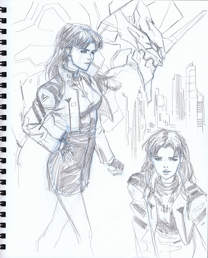 Some Misato/Evangelion in the sketchbook.