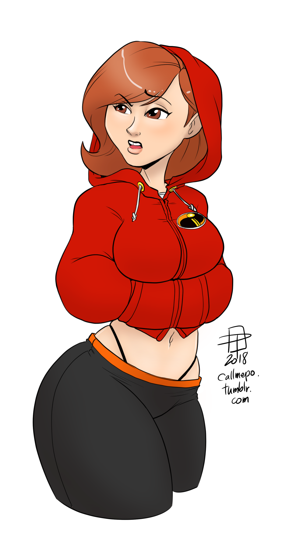 callmepo:  Quick personal piece - Helen Parr in a hoodie and yoga pants.  KO-FI