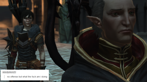 bubonickitten: Dragon Age II + text posts Sometimes I wonder what Hawke’s inner monologue must be 