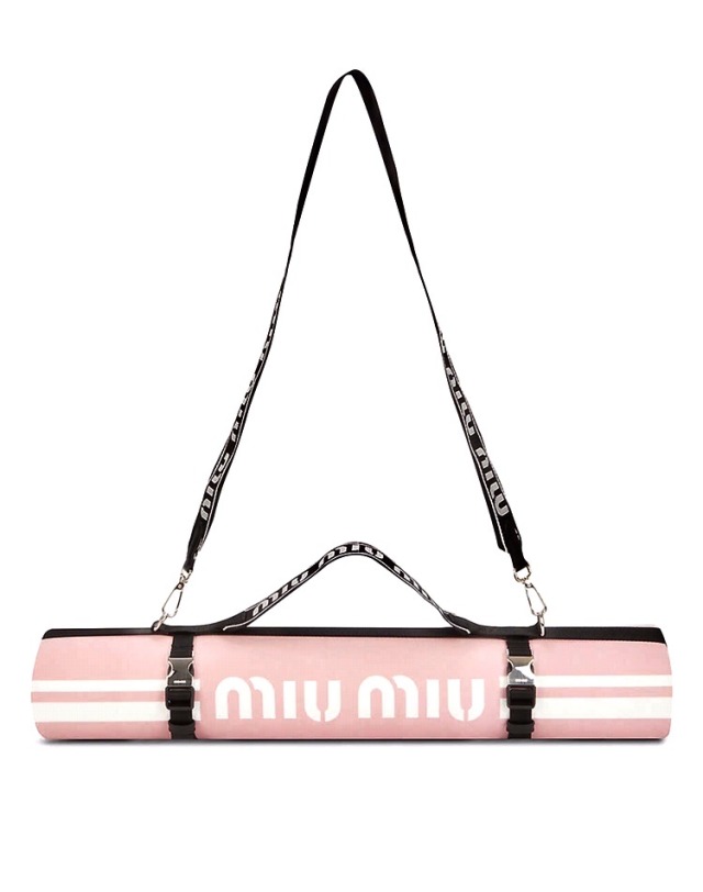 Pink Logo-Printed Rubber Yoga Mat MIU MIU