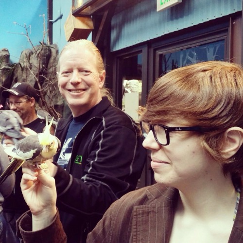 My dad and I were feeding birds at the zoo for early Father&rsquo;s Day!