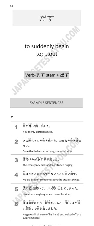 Learn Japanese grammar point: だすThis is an excerpt from JTest4You’s N4 Grammar Ebook.