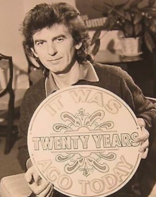 George Harrison promoting the 1987 television documentary It Was 20 Years Ago Today. Photo © Gr