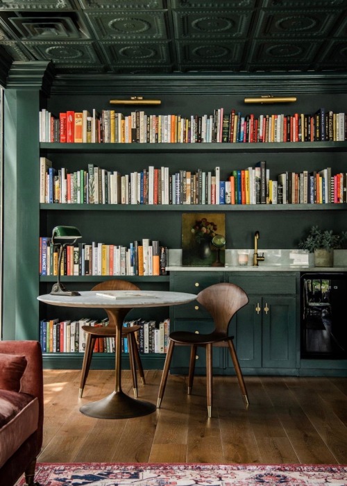 of-foolish-and-wise:fuck it, colorful home libraries