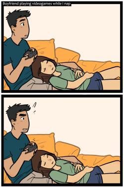 passionate-daddy-dom:  littlegeekworld:  thosecomics:  When the game is so realistic you take damage irl. :C  Hehe cuddling with a Gamer Daddy can be a cautionary tale.  fuckyeahimaprincess Sorry in advance, this will probably happen a lot &lt;3