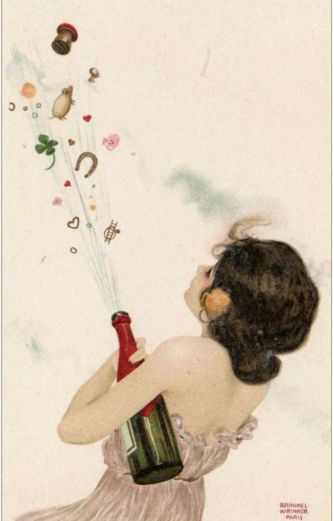 artnouveaustyle: startwithsunset:  good luck charm Raphael Kirchner (1876 - 1917)  Happy New Year ev