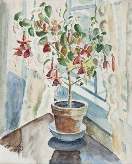 Still Life  , Fuchsia   -     Marcus  Collins, 1944Finnish,1882-1966Watercolour on paper, 40 x 32 cm