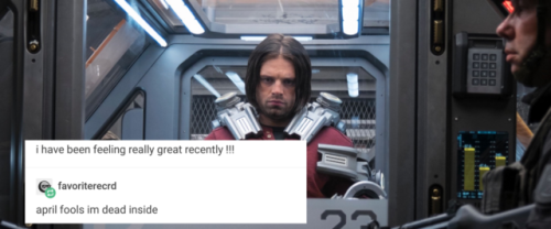 fangirlfiction:Bucky Barnes x textposts (ft. bonus Stucky textpost)