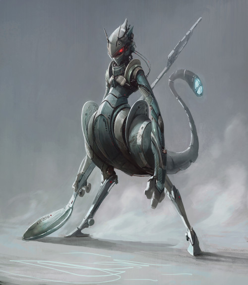 cyberclays:Mewtwo2- Pokémon fan art by jinglin Xu