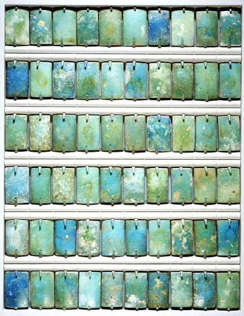 aleyma:Faience wall tiles from the funerary apartment of King Djoser in the step pyramid at Saqqara.